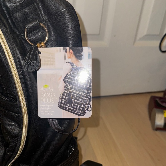 Itzy Ritzy Black Quilted Backpack with Gold Details - Picture 4 of 12